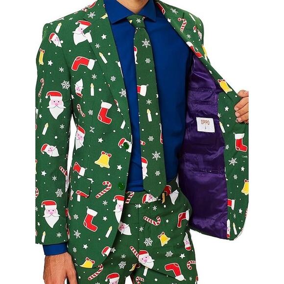 OppoSuits Christmas Suit Complete Xmas Suit: Includes Jacket, Pants, Size 38 - Picture 3 of 12